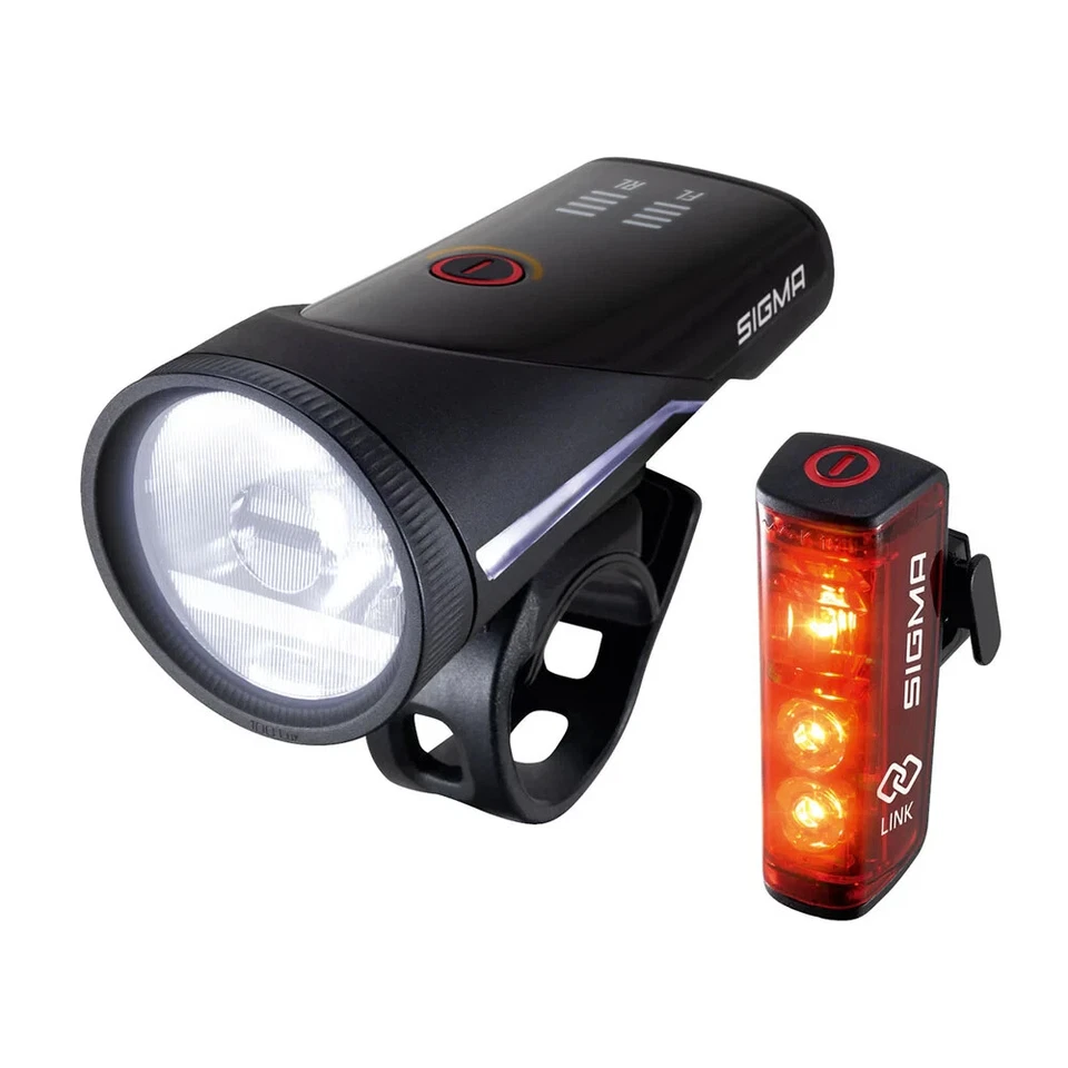 Sigma AURA 100/BLAZE LINK Juego de Luces Control Bluetooth, 100 Lux, Luz de Freno IPX4 Foto 1 de 3
