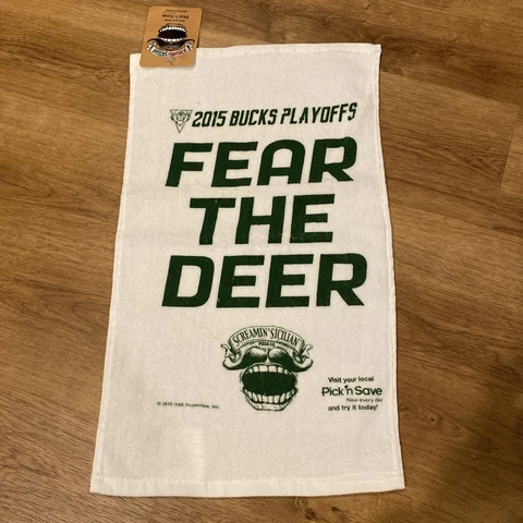 2015 NBA Playoffs - Milwaukee Bucks - Fear the Deer White Rally Towel - FREE S/H Cover