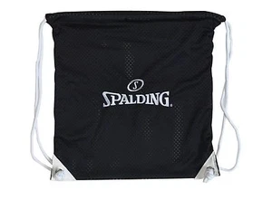 Spalding Black Mesh Cinch Pack W/Daul Drawstrings & Embroidered Logo New - Picture 1 of 1