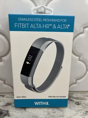 CON banda compatible con Fitbit Alta Hr y Alta acero inoxidable magnético plateado Foto 1 de 4