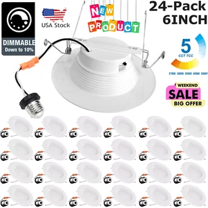 LED Recessed Lighting 6 Inch, 24 Pack 15W, Dimmable Trim Can Lights, Baffle Trim - Picture 1 of 19