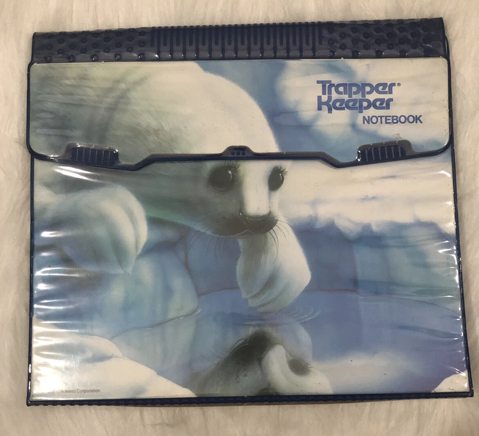 Carpeta cuaderno Mead Trapper Keeper 1992 vintage sellos blancos RARA retro Foto 1 de 4