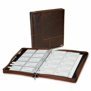 Rolodex Brown Leather 240 Business Card Binder Portfolio Zip Notebook ROL22337 - Picture 1 of 12