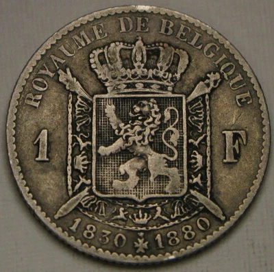 BÉLGICA 1 Franco 1880 - Plata 0.835 - Independencia 50 Aniversario - En estado bastante bueno - 4380* Foto 1 de 2