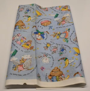 1/2 YARD blue cotton fabric MOTHER GOOSE NURSERY RHYMES vintage VIP CRANSTON - Picture 1 of 9