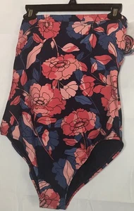 Kona Sol Halter Top Swimsuit Optional Straps Pink &Blue Floral Size Large - Picture 1 of 6