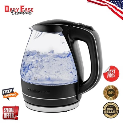 Hervidor eléctrico de vidrio 1,5 L calentador de agua de ebullición rápida sin BPA apagado automático negro Foto 1 de 4