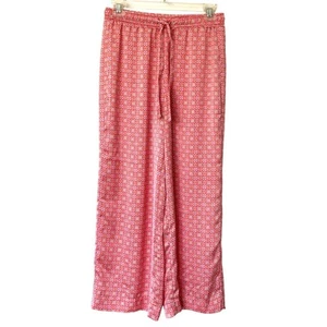 J.Crew Wms Small Peachy Pink Satin Geometric Cropped Pajama Bottoms Loungewear - Picture 1 of 8