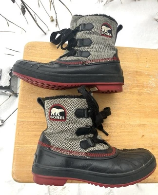 Botas de pato impermeables Sorel Tivoli espiga para mujer talla 8 negras rojas invierno Foto 1 de 4