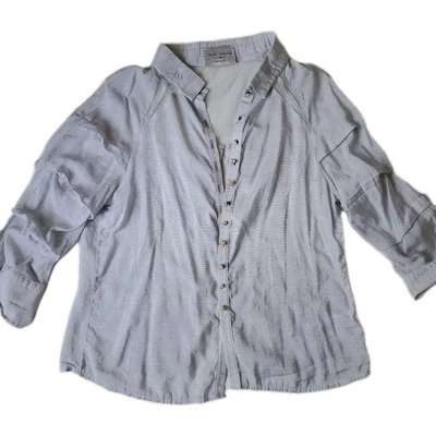 Elisa Cavaletti Shirt Top 3/4 Sleeve Italy Lagenlook Striped Blouse S/M Y2K Mesh - Image 1 of 4