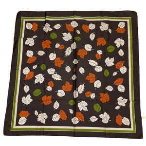 ST MICHAEL Vintage 1950s 1960s Autumn Leaves Silky Scarf 50s/60 Square Headscarf - Picture 1 of 5