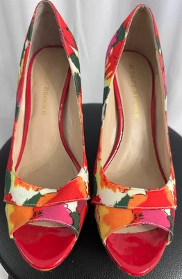 Audrey Brooke Open Toe Floral Print 4" Heels Shoes Size 7.5 M - Image 1 of 4