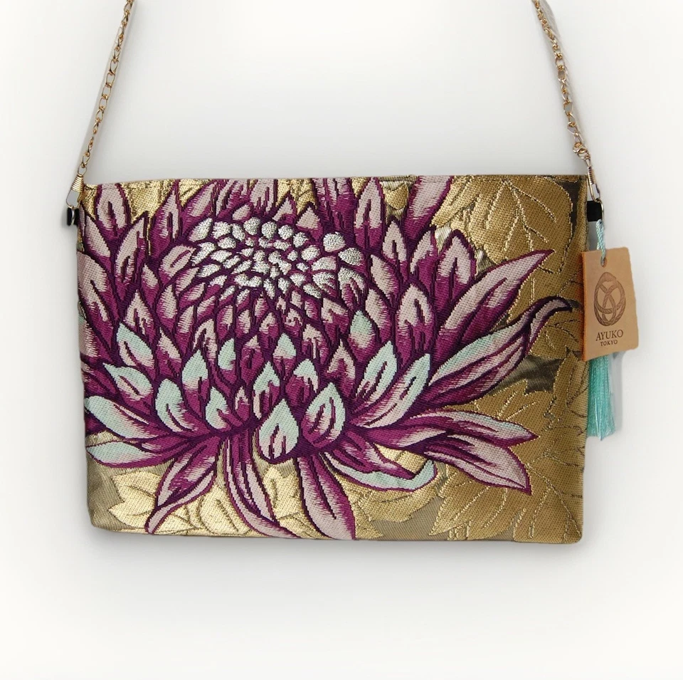 One-of-a-Kind 100% Silk Kimono Obi Shoulder Bag | Handmade Japanese Crossbody - Image 1 of 4
