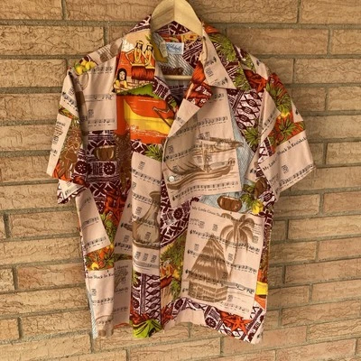 Camisa de música rockabilly Kole Kole años 60 70 talla mediana hierba cabaña Kealakekua Hawaii Foto 1 de 4