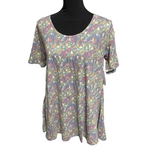 LuLaRoe perfektes T-Shirt klein mehrfarbig geometrisches Blumenmuster neu mit Etikett Oberteil Sommer - Bild 1 von 10