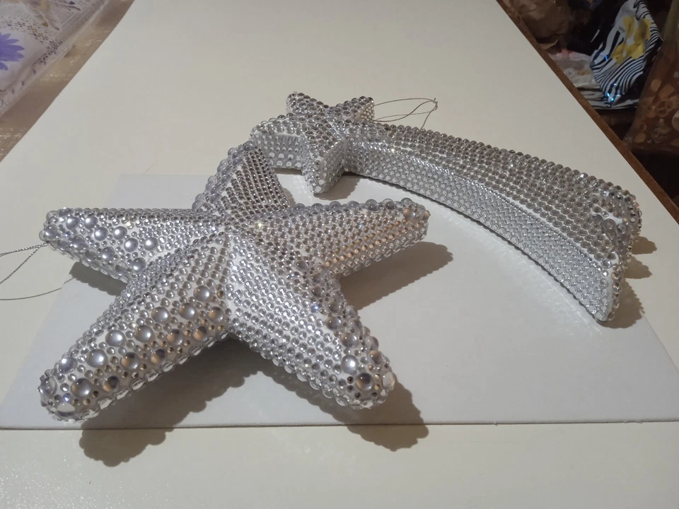 Set 2 stelle argentate con pietre per albero - Immagine 1 di 4