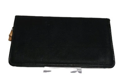 Cartera Larga Gucci Bambú Nylon Esmalte Cremallera Negra  Foto 1 de 4
