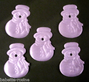 LOT de 5 appliques - Bonhomme de Neige / Noël - tissu satiné - 22 x 30 mm - Picture 1 of 1