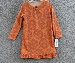 Carter's Pumpkin Print Long Sleeve Night Gown Toddler Girls 4T Orange Pullover - Picture 1 of 15