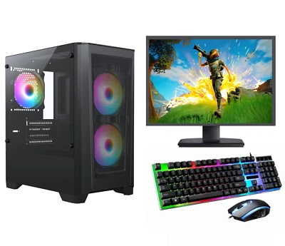 Fast Gaming PC Computer SET Monitor Quad Core i5 16GB 1TB Win 10 2GB GT710 - Image 1 of 4