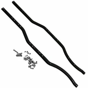 1 Paio Barre Telaio Metallo Acciaio Nero per Auto Cingolata Assiale SCX10 RC 1:10 - Foto 1 di 6
