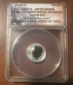2015 P Proof March of Dimes Special Silver 3-Coin Set ANACS PR 70 DCAM | FDOI - Picture 1 of 3