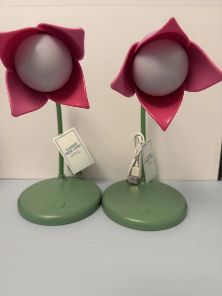 2件套花朵新奇台灯粉色绿色完美礼物 — 第 1/4 张图片