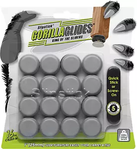 1 Inch Chair Sliders/Furniture Floor Protectors (16 Pack) Self-Adhesive Round - Picture 1 of 12
