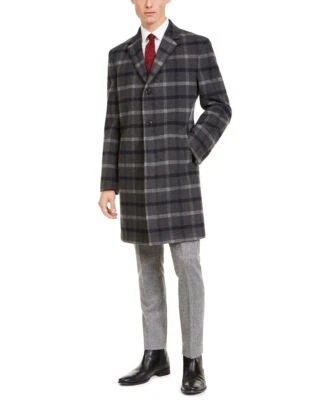 Tommy Hilfiger men's Modern Fit Grey Addison Over Coat size 40 Long retail $395 - Image 1 of 3