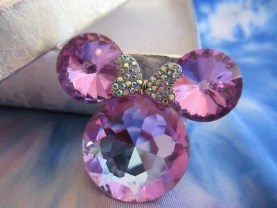 NUEVO BROCHE CRISTAL AB IRIDISCENTE CARA RATÓN CRISTAL PÚRPURA/LAVANDA TONIFICADO NUEVO Foto 1 de 4