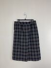 Vintage 80s Chaus 100% Wool Skirt 14 GreenBlack Tartan Plaid Pleated Midi