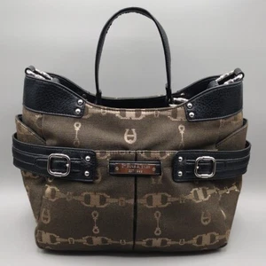 Etienne Aigner Handtasche Beuteltasche Signature Logo Canvas und Leder Vintage hellbraun - Bild 1 von 17