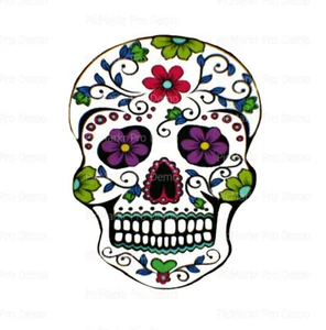 Halloween Sugar Skull ~ Edible 2D Fondant Cake Cupcake Topper ~ D20395 * - Picture 1 of 1