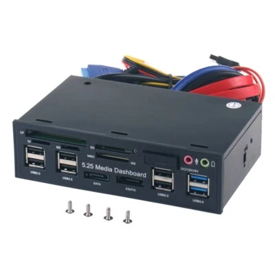 5,25" PC Media Dashboard Front Panel HUB eSATA SATA USB 3.0 Multi Card Reader - Bild 1 von 4