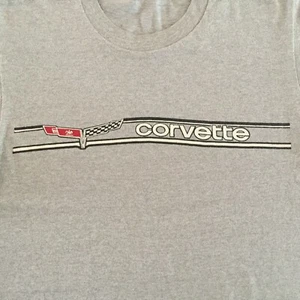 Vtg Corvette Cross Flags Shirt Sz XS/S Single Stitch Sports Car Gray Soft - Picture 1 of 2