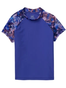 New Athleta Girl L Mock Neck Rashguard Purple Floral Size Large 12 - Picture 1 of 2