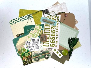 50 Stück Junk Journal Ephemera, grün mit Neid Themen Konvolut, Scrapbooking - Bild 1 von 1