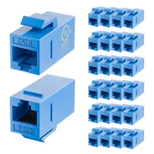 25-Pack RJ45 CAT6 Keystone Coupler Jacks Female to Female, Blue - Picture 1 of 8
