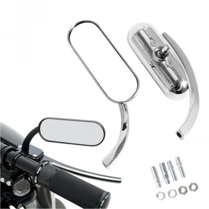 Chrome Oval Motorcycle Mirrors For Harley Davidson Touring Road King Dyna Glide - Picture 1 of 12