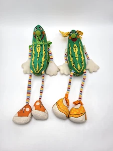 1983 Super Pickle & Mrs. Fickle Pickle Plush Amtoy Stuffed Toys - Picture 1 of 4