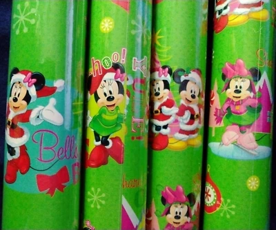 DISNEY Mickey Minnie Mouse LOT of 4 ROLLS Gift Wrapping Paper 65 SQ FT EACH New - Image 1 of 4