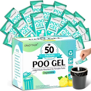 Eco-Friendly Portable Toilet Gel, 50 Lemon-Scented Packets for Camping - Picture 1 of 14