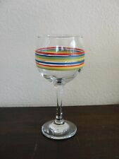 Vintage Libbey Mambo Fiesta Wine Beverage Glass Striped Glassware