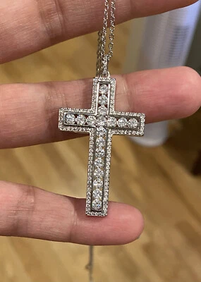Платиновое покрытие AAA цирконий инкрустация серебро 18» крест подвеска ожерелье ювелирные изделия gi - Изображение 1 из 4