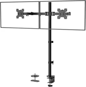 WALI Extra Tall Dual LCD Monitor Fully Adjustable Desk Mount Fits 2 Black  - Picture 1 of 9