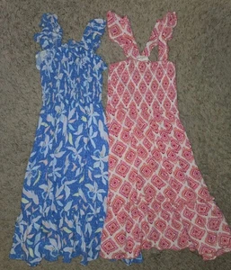 Lot Of 2 Little Girls Dresses Size 5 Jessica Simpson Lomg Maxi Sleeveless - Picture 1 of 7