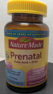 Nature Made Prenatal Folic Acid Plus DHA 60 Softgels Exp 11/2025 - Picture 1 of 11