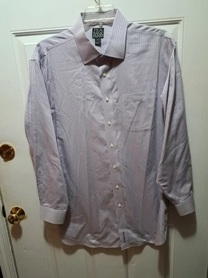 Jos A Bank Signature Collection 17 1/2-34 Wrinkle Free Mens Dress Shirt Striped  - Image 1 of 4