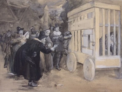 Ilustración original de brujería Gouche 12x19 del artista estadounidense Douglas Volk. Foto 1 de 4