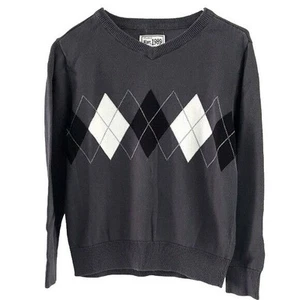 Children's Place Boys Pullover Sweater Gray Size 5 6 Small Argyle Long Sleeve - Picture 1 of 6